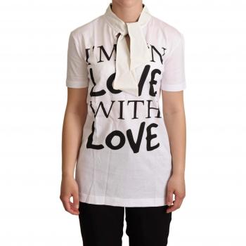 Dolce & Gabbana White Cotton Silk I'm In Love Top T-shirt - IT42|M, Size: S