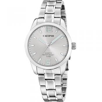 Reloj Calypso Basic K5867/2 Gris Mujer - Reloj de mujer, caja de acero inoxidable 316L plateado, correa de acero inoxidable 316L plateado, diámetro de 32 mm, esfera plate