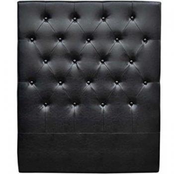 habitatetjardin Cabecero de Cama Acolchado 90 cm Déco en PVC - Negro