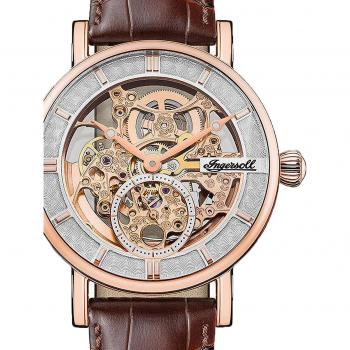 Ingersoll The Herald Leather Strap Rose Gold Skeleton Dial Automatic I00401B Men's Watch