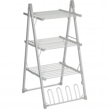 HOMCOM Tendedero Eléctrico Plegable de 3 Niveles 300 W Secador de Ropa y Zapatos con Aleación de Aluminio 66x73x135 cm Plata