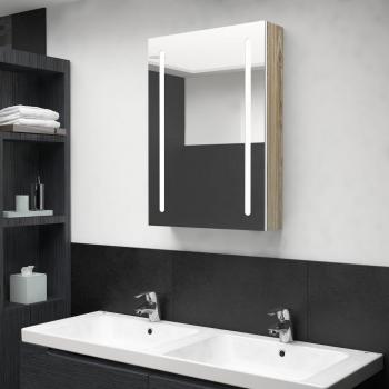 Mueble de baño con espejo y LED blanco y roble 50x13x70 cm vidaXL