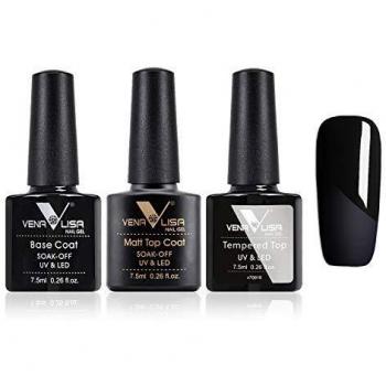 VENALISA Nail Art Salon Professional 3 unidades de 7,5 ml esmalte de uñas UV negro de gel de uñas Kit Soak Off UV LED Gel Polish para DIY en casa Manicure Gift Kit de iniciación