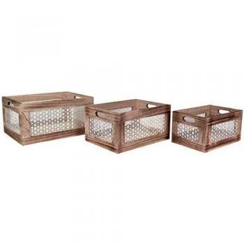 THE HOME DECO FACTORY HD2100 Set 3 Cajas ALMACENAJE, Beige, Estandar, Piezas