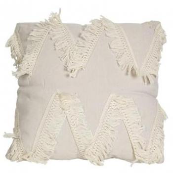 Cojín Romimex Crema con Flecos 45 x 10 x 45 cm