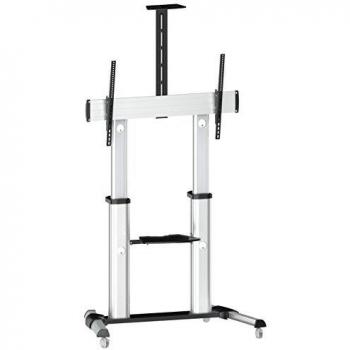 Carro MyWall HP 102 para pantallas de 60-100 pulgadas (152-254 cm), altura ajustable, VESA hasta 80 kg, color negro/silver