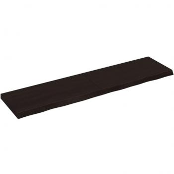 Estante de pared Shelch en madera de roble macizo tratado marrón oscuro 120 x 30 x (2-4) cm