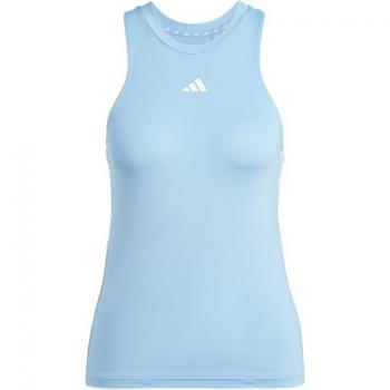 Camiseta de fitness adidas Essentials TR-E 3 bandas mujer azul, ligera, transpirable, con tirantes, diseño clásico de tres bandas en los laterales