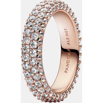 Anillo Doble en Pavé de Oro Rosa de 14K para Dama - Pandora Timeless