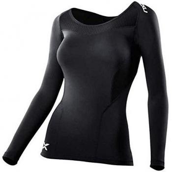 2XU Base Compression L/S Top - Camiseta de compresión de running para mujer, color negro, talla L