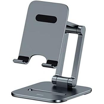 Soporte Biaxial Ajustable para Móvil y Tableta en Aleación de Aluminio, Plegable y Antideslizante para iPad, iPhone 13/12, Samsung