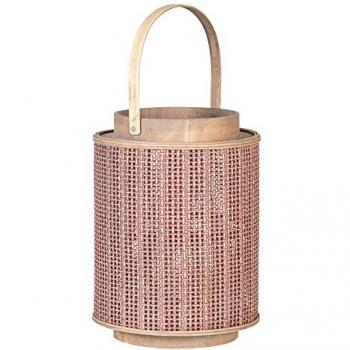 Farol Portavelas Marrón Fibra Natural 26 x 26 x 34,5 cm