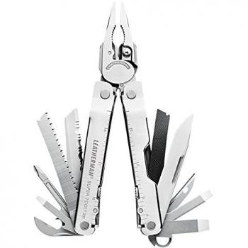 Leatherman Super Tool 300 - Multiherramienta de bricolaje, hecha en EE.UU. y con todas las navajas y herramientas de bloqueo en acero inoxidable con una funda de cuero negra