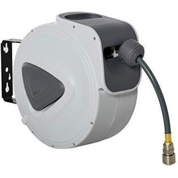 DURHAND Carrete de Manguera de Aire Comprimido Automático de 15 m Conector de 1/4'' BSP con Soporte para Pared Giratorio 180° Diámetro Interno 3/8''
