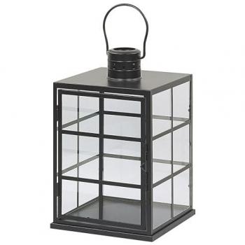 Linterna de Metal Negro de 27 cm con Cristal y Asa - Decoración Escandinava