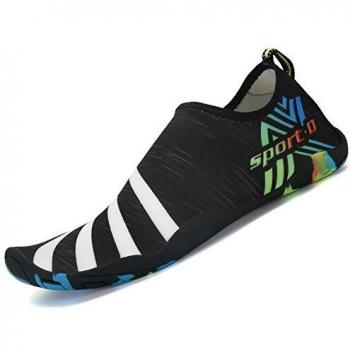 Saguaro Zapatos de Agua Zapatillas de Playa Verano Barefoot Escarpines Antideslizante Calzado de Surf para Hombre Mujer,Raya Negro 35