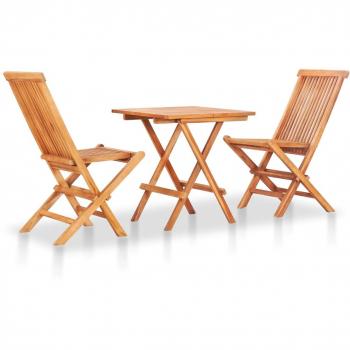 3-Piece Folding Bistro Set Solid Teak Wood