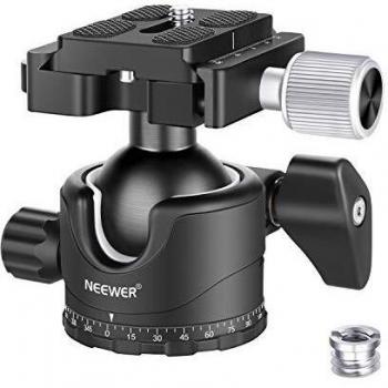 Neewer Professional Cabezal Bola de Perfil Bajo de 35mm Cabezal de Trípode Giratorio de 360 Grados con Nivel de Burbuja de Placa QR de 1/4 Pulgadas para Cámaras DSLR Trípodes Monopie Carga Máxima 12kg