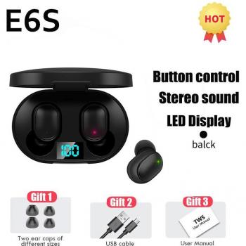 Auriculares Inalámbricos TWS E6S Originales con Pantalla Digital Inteligente, Mini Estéreo Intrauditivos para Deportes