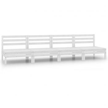 vidaXL Garden Middle Sofas 4 pcs White Solid Pinewood