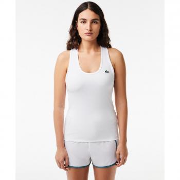 Camiseta de tirantes Lacoste Sport slim fit acanalada para mujeres en color blanco