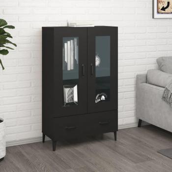 Aparador de madera contrachapada y de ingeniería negro 70x31x115 cm, Mueble de Almacenaje de Salón, Buffet para salón, Armario Auxiliar, Armario de Almacenamiento