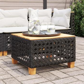 Mesa de jardín ratán y madera de acacia negra 55x55x36 cm