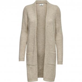 Only ONLJade Women's Cardigan - Beige, XS-S, Open Front, Knit Fabric, Front Pockets, Ribbed Cuffs