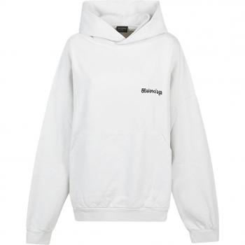 Balenciaga Women's Bb Corp Cotton Hoodie in White | Size S