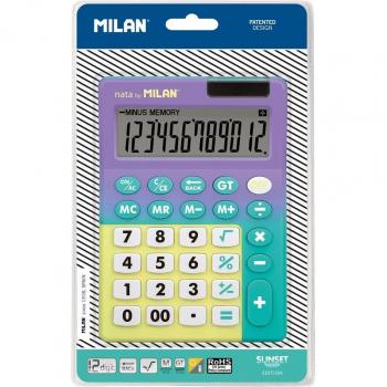 Calculadora de Mesa Milan Sunset 12 Dígitos Lila-Verde Blíster