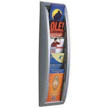Expositor mural Quick Fit System 5 compartimentos 1/3 A4 color plata
