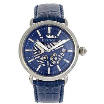 Heritor Automatic Mattias Blue Leather Band Watch with Date