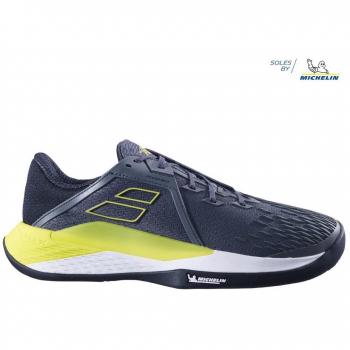 Babolat Propulse Fury 3 Zapatilla Tierra Batida Hombres - Gris Oscuro, Verde Neón