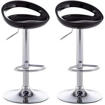 vidaXL 2X Taburetes Bar Plástico Negro Sillas Cocina Comedor Casa Hogar Sala