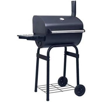 vidaXL Charcoal BBQ Grill Smoker with Bottom Shelf Black