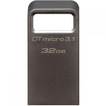 Kingston DataTraveler Micro 3.1 DTMC3/32GB Llave USB 3.1 Ultra pequeña, Ligera, sin Tapa, Metal, Gris