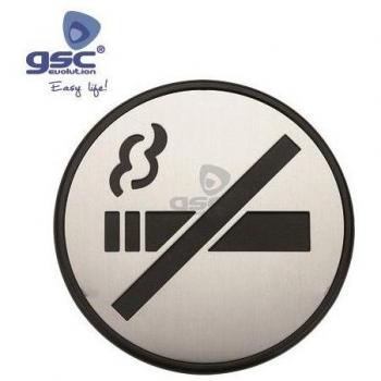 Símbolo Adhesivo Prohibido Fumar Acero Inoxidable Ø97mm Resistente al Agua