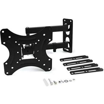 Emuca - Soporte de Pared para televisión 10-55 Pulgadas, Brazo TV articulado hasta 32 kg, inclinable y Giratorio, MAX VESA de 75x75mm-400X400mm, Acero, Negro.