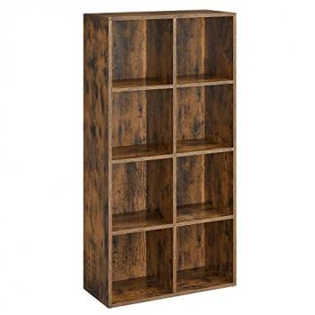 Estantería de 8 Cubos VASAGLE, armario independiente de madera, disponible en marrón rústico o blanco, dimensiones 30 x 65,5 x 129,5 cm, ideal para oficina, salón y