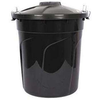 Cubo de Basura Cofan 50 L con Asas Metálicas y Tapa Color Negro
