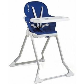 Be Cool Flat Trona Alta Plegable, Chasis Aluminio, con Bandeja y Sobrebandeja, Respaldo Reclinable, Color Royal