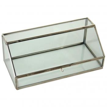 PAME 75707 - Caja de cristal y metal, cromada, 25 x 12 x 10 cm