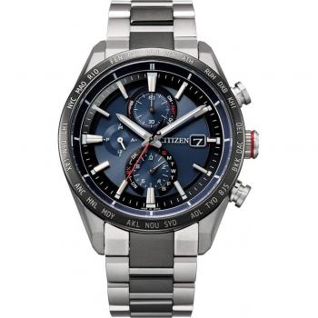 Citizen AtteSa Act Line Solar Radio Waterproof Men's Silver Watch AT8186-51L