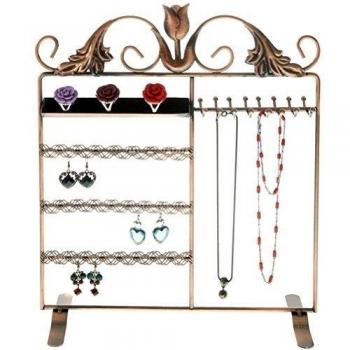 Expositor de joyas con, metal, piel,