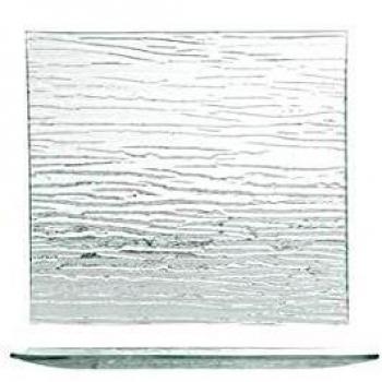 H&H Plato Cuadrado Bambú de 20 cm, Vidrio, Transparente, 1 pieza