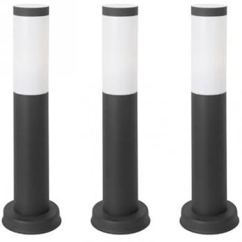 Baliza Exterior Koral IP55 para Jardín - Poste de Luz Bolardo Acero Inoxidable 23W, Acabado Antracita o Gris Urbano (3 uds)