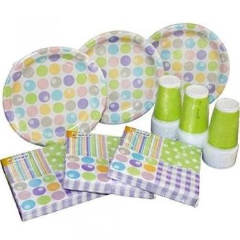 Heku 30005 - 24 de la Fiesta desechables de Juego, papel con revestimiento Platos, Servilletas de papel, vasos de PP, Variety, 120 unidades