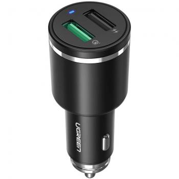 Cargador Coche Carga Rápida QC 3.0, UGREEN 30W Cargador Móvil Coche con Puerto 2.4A y QC 3.0 para Xiaomi Mi 9 Mi A2 Mi A1 Mi 8, iPhone X XS XR, iPad Air, Samsung S10 S9 S8, Huawei P30 Mate 20, ect