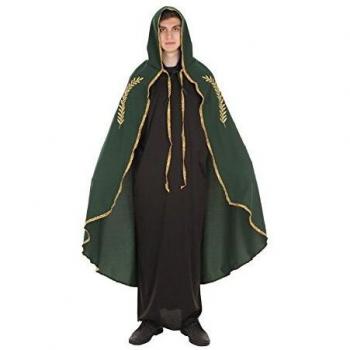 Capa Medieval Mariana Verde Bordado Oro para adultos