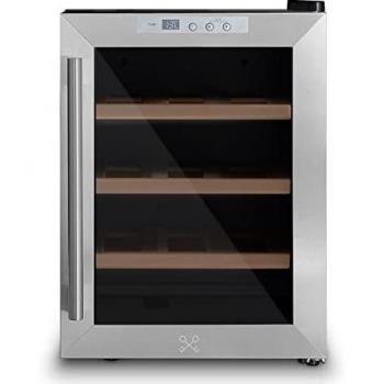 Vinoteca Cavist CAVS12 - Capacidad para 12 botellas, control digital, iluminación LED, estantes de madera, sistema termoeléctrico, puertas de acero inoxidable